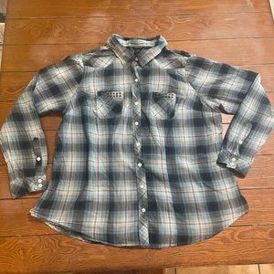 Torrid Blue Plaid Shirt Button Down Size 1